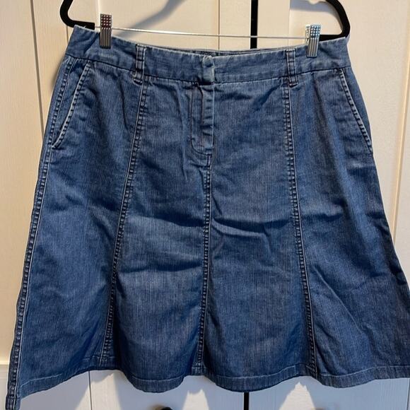 L.L. Bean Blue Denim Midi Skirt - Picture 1 of 3